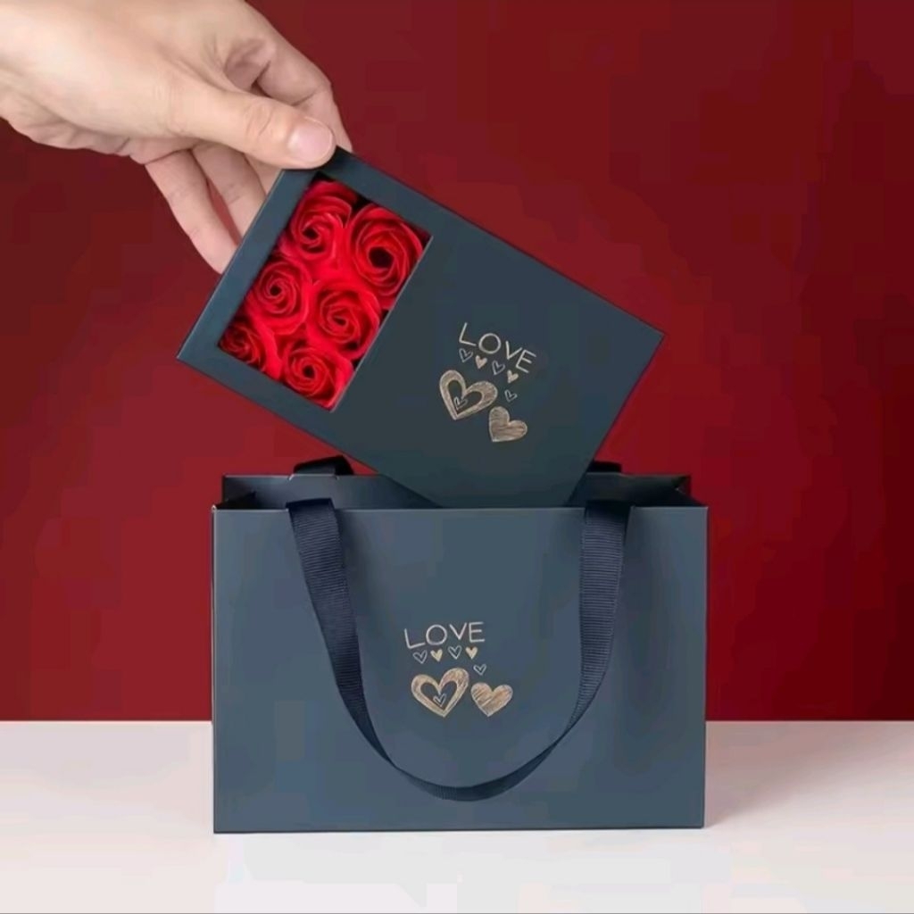 Kotak Box Set Tempat Perhiasan Valentine Bunga Romantis muat kalung cincin anting gelang Seserahan L