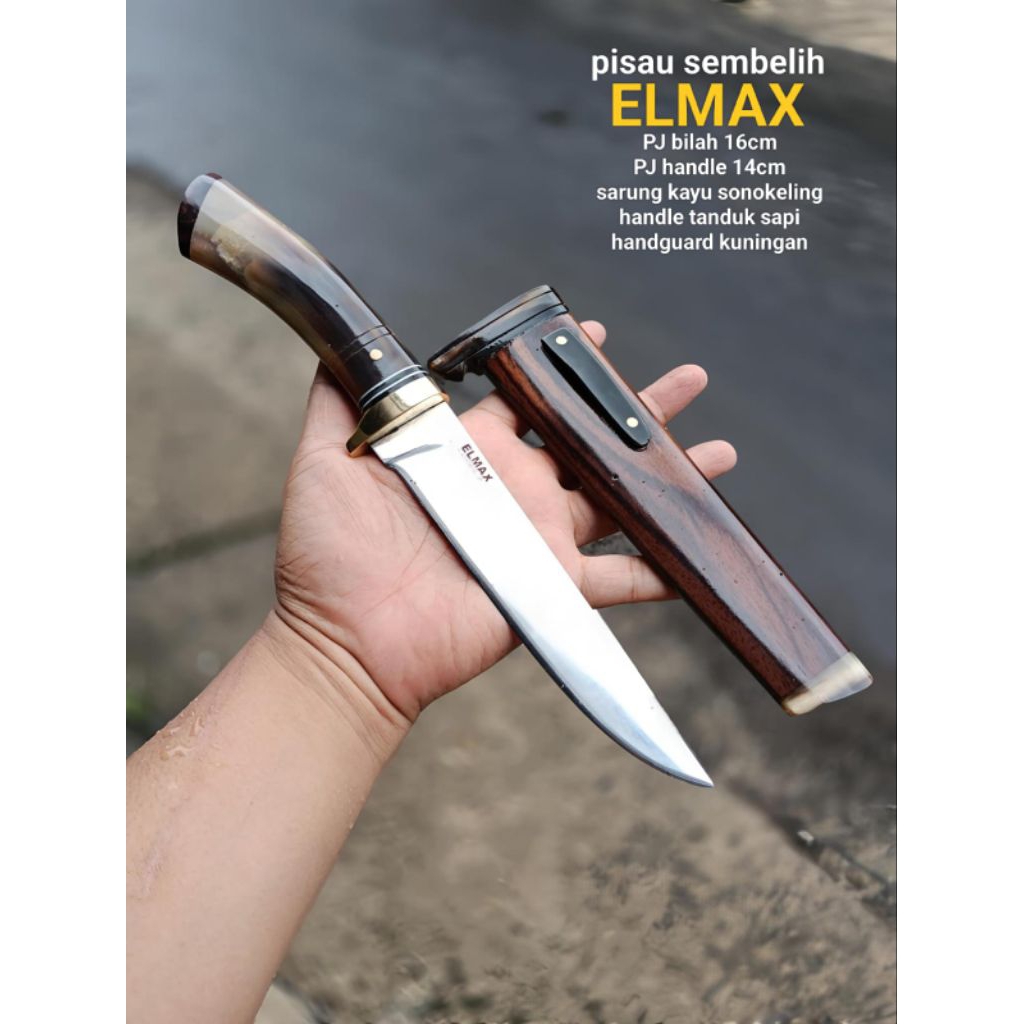 Pisau Dapur Premium ELMAX Steel - Bilah 16cm Handle Tanduk & Sonokeling
