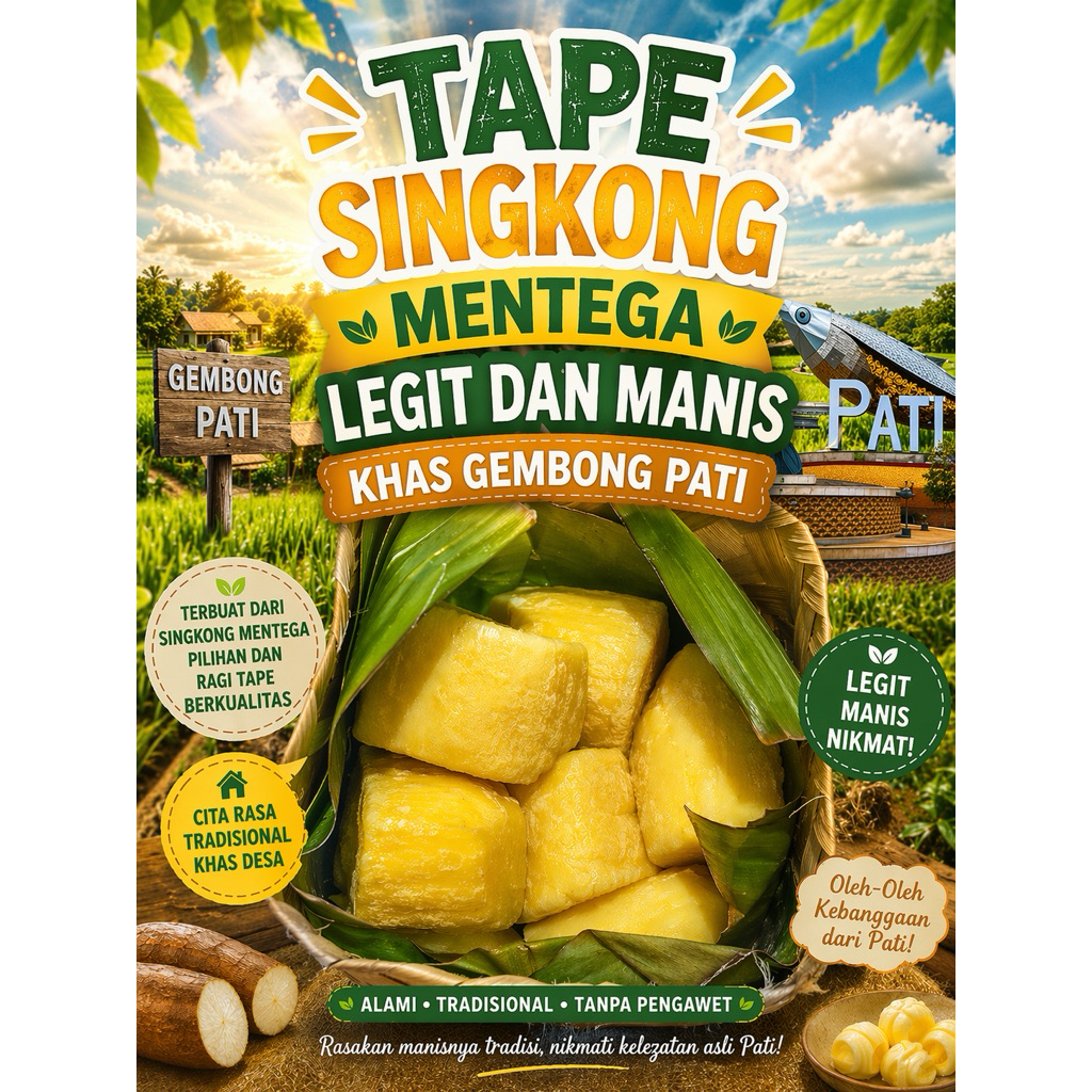 (Ready Stok)Tape Gembong Singkong Mentega Asli Pati