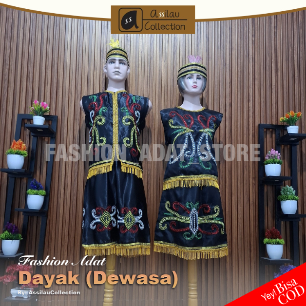 Baju Adat Dewasa KALIMANTAN TIMUR Pria Cowok / Wanita Cewek | Pakaian Tradisional DAYAK Dewasa | Bus