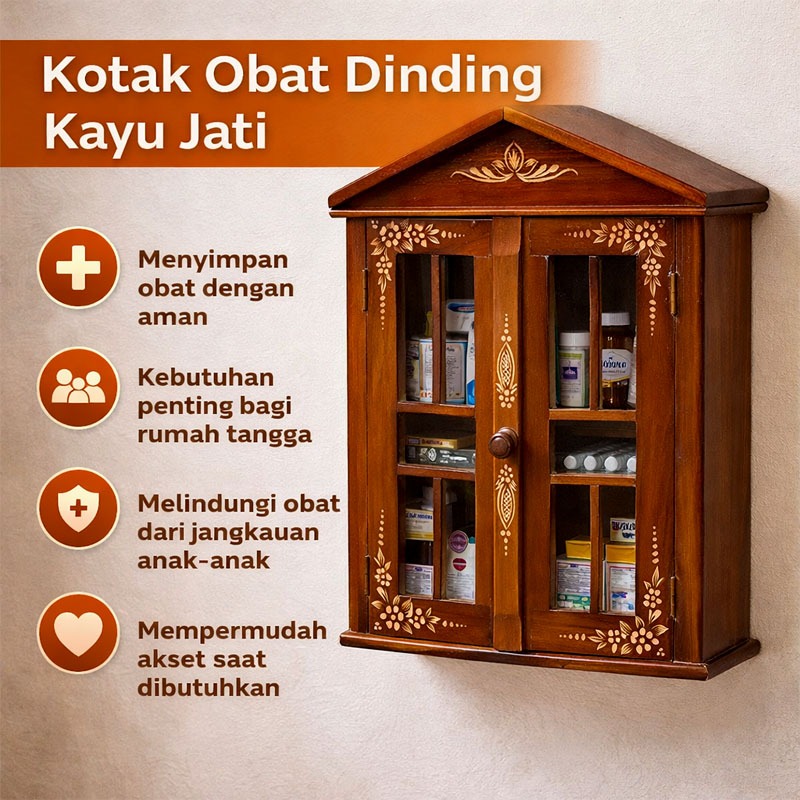 Kotak Obat P3K Tempel Dinding Kerajinan Kayu Jati