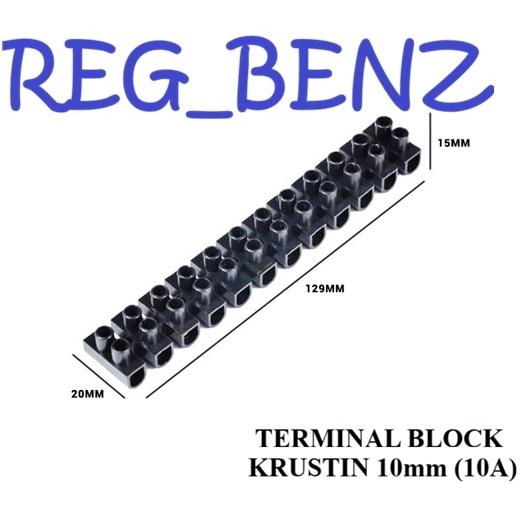 Terminal Blok Krustin 10mm | Krustin Terminal Block 10A | Terminal Krustin Hitam 10mm / 10 Ampere