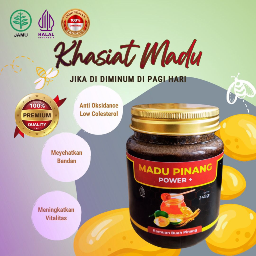 Madu Pinang Power plus 245g Untuk Stamina pria Dewasa ramuan rempah nusantara murah halal bpom