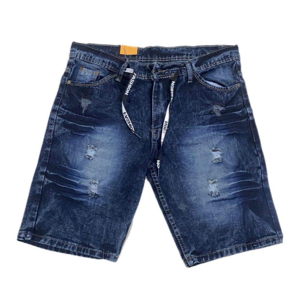 Celana Pendek Jeans Pria Sobek Distro Tacling Denim Jumbo Premium