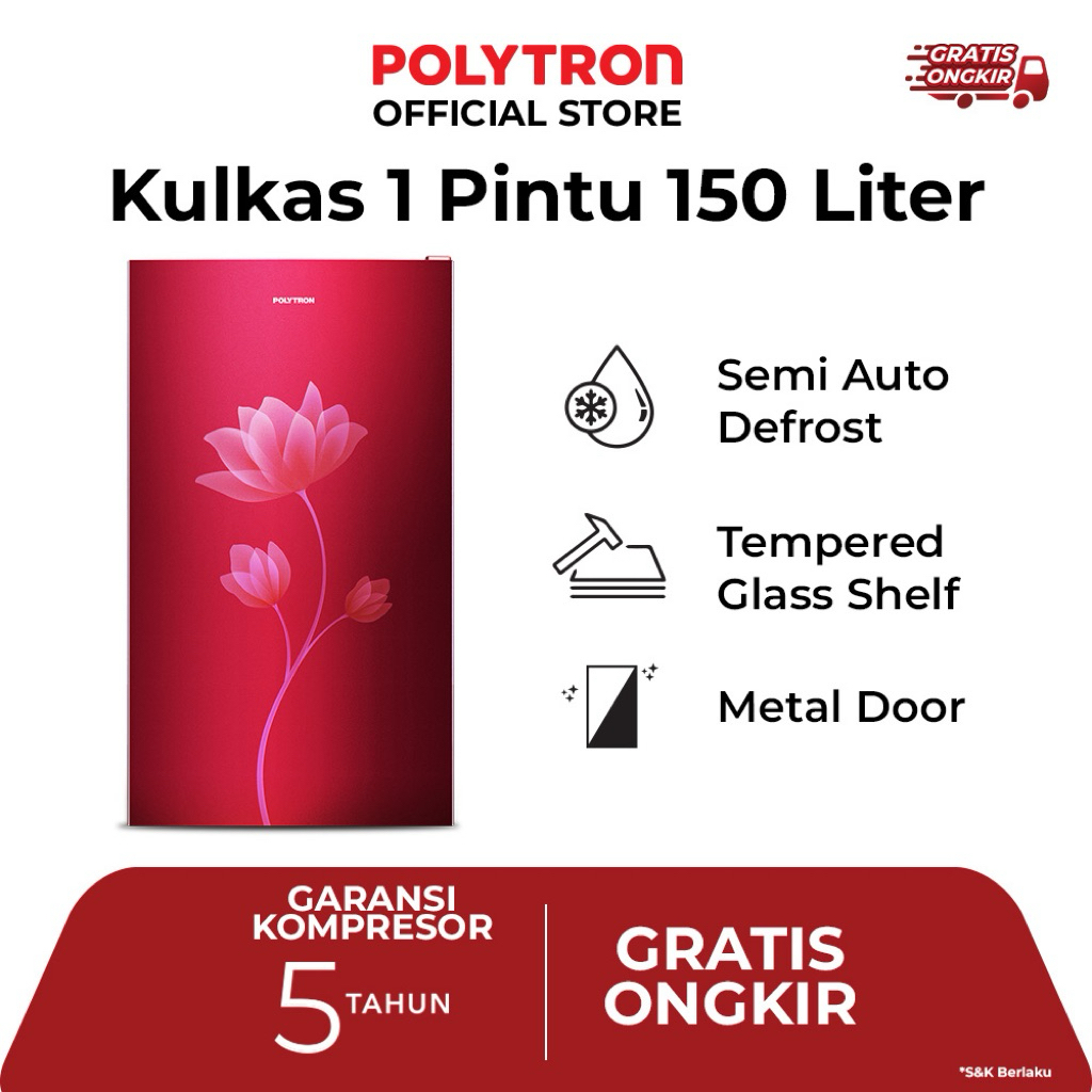 POLYTRON - KULKAS 1 PINTU PRB-159 I KULKAS 1 PINTU KAPASITAS 150 LITER