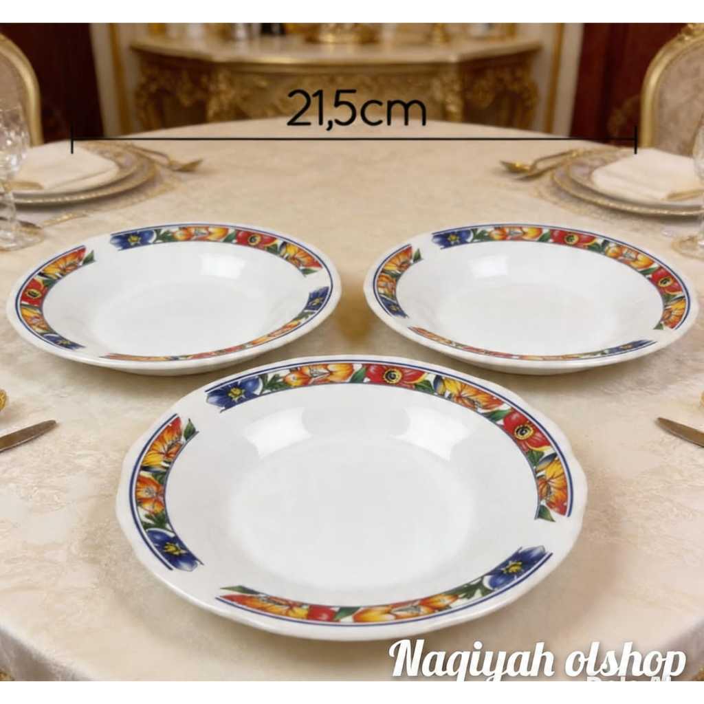 6pcs Piring Makan keramik motif bunga / Piring Makan Kembang / Piring makan motif