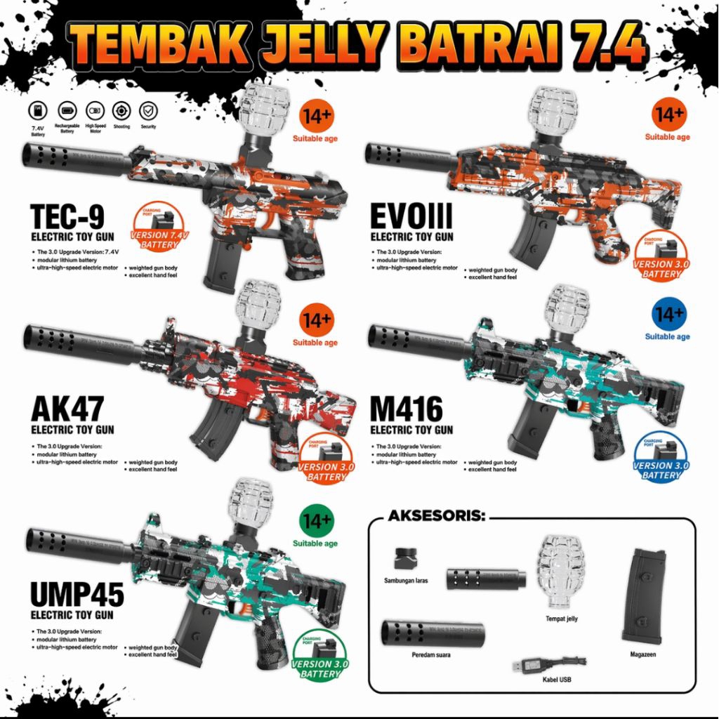 Mainan Anak tembak Jelly water gell blaster