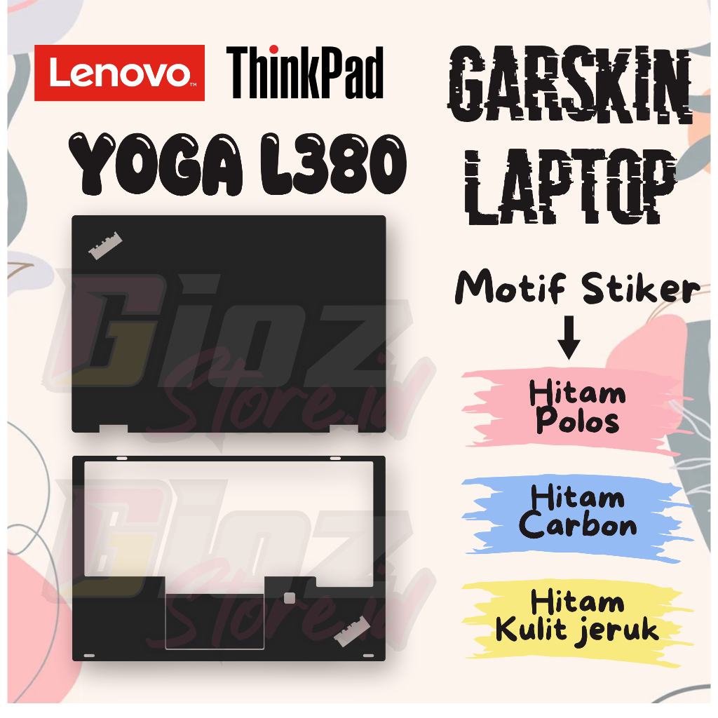 Garskin Laptop Lenovo Thinkpad Yoga L380  hitam DOFF/MATE