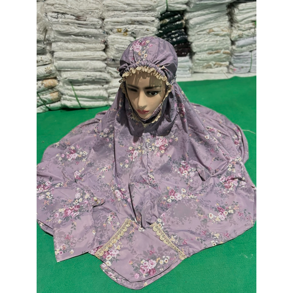 mukena terusan travelling mini pouch parasut korea import