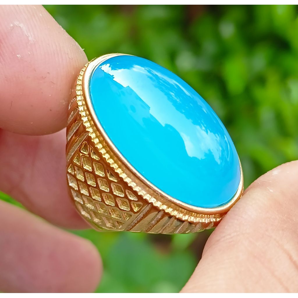 cincin batu akik anggur sepirtus biru langit 100%ORI
