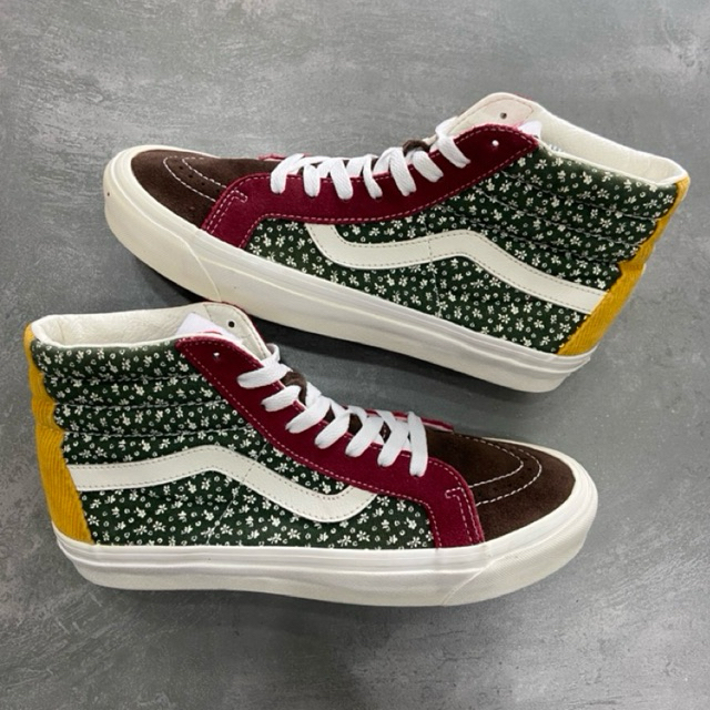 [Size 42] Vans Sk8-Hi Anaheim Factory OG Corduroy Style 38 DX Green Red Multi Floral Yellow (VN0A5KR