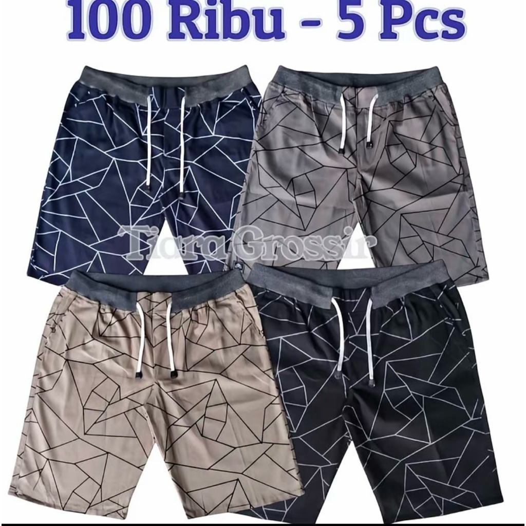 Promo 100ribu Dapat 5 Pcs Celana Pendek Pria Dewasa Motif Abstrak Chino Kolor Cowok Short Pants Rib 