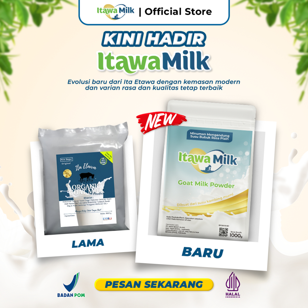 ITA ETAWA - ITAWA MILK SUSU KAMBING BUBUK MURNI NON SUGAR SUSU KESEHATAN 1 KG SUSU DIABETES