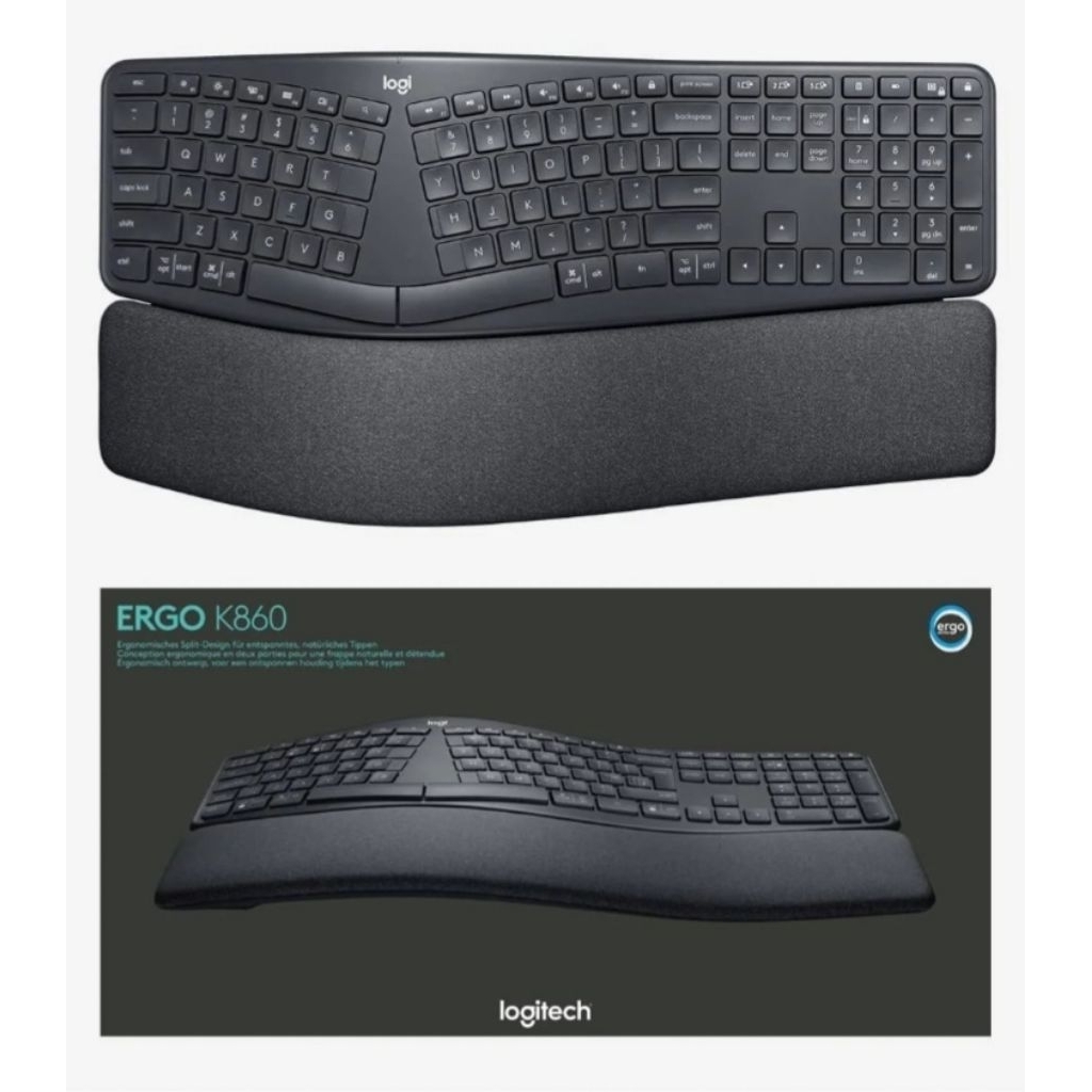 Logi ergo K860 wireless bluetooth split keyboard multi-device ergonomic keyboard