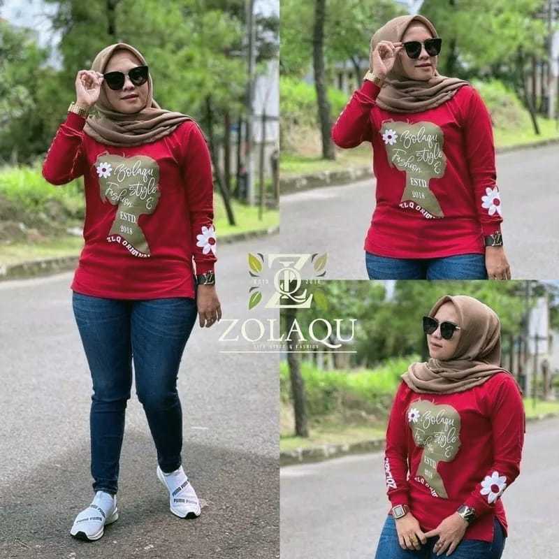 kaos ZOLAQU &2  zolaqu original ZOLAKU ORI atasan lengan panjang wanita terbaru 2026 jumbo ld 120
