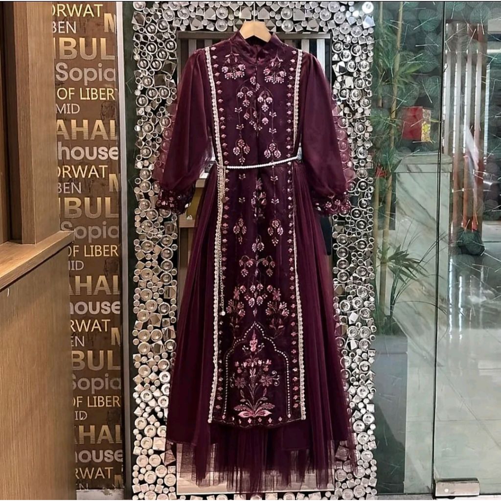 Gamis Tutu Ervina / Set Wanita / Set 2in1 / Ootd Kondangan / Gamis Kondangan / Gamis Kekinian