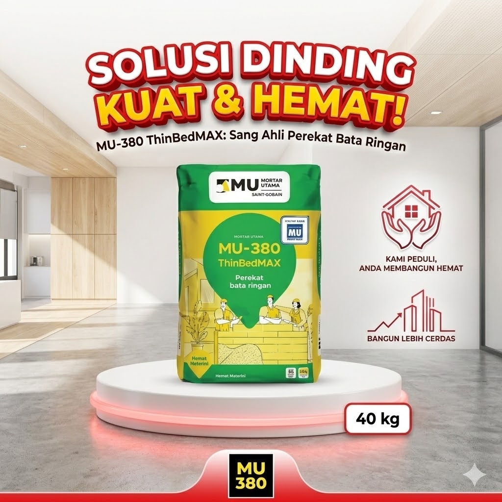 Mortar Utama MU-380 Perekat Bata Ringan – Semen Instan MU380 40kg