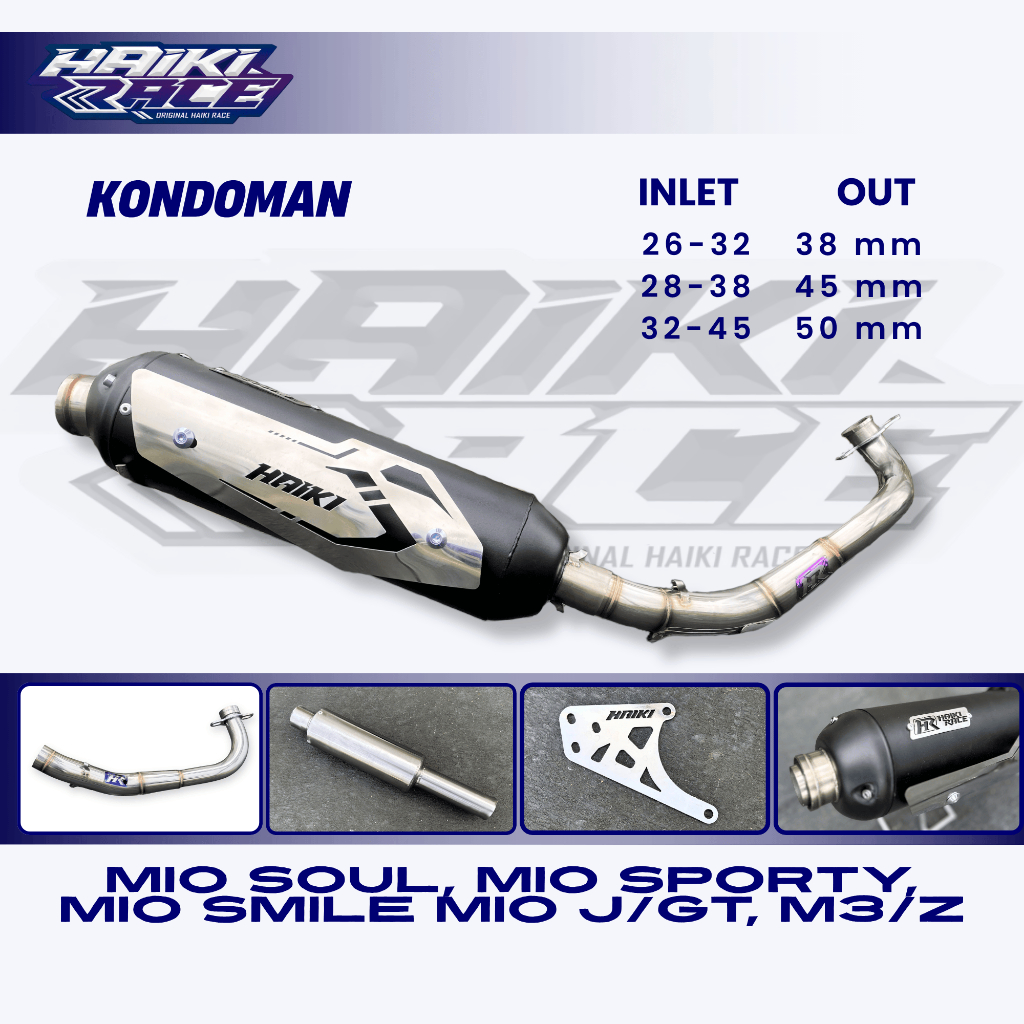 Knalpot Standar Racing KONDOMAN HAIKI RACE Mio Sporty Mio Smile Mio Soul Karbu Mio J Mio M3