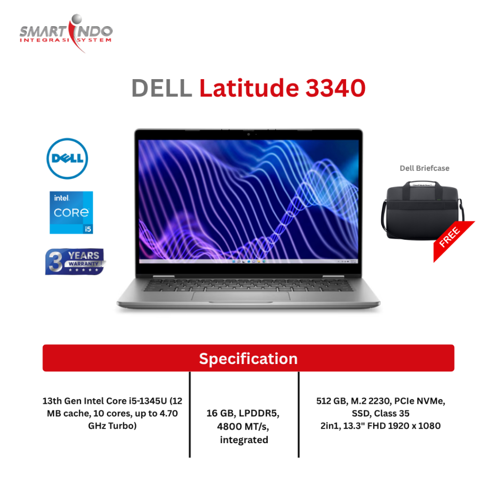 DELL LATITUDE 3340 2in1 Touch I5-1345U, 16GB, 512GB SSD,WIN11PRO, 3YR