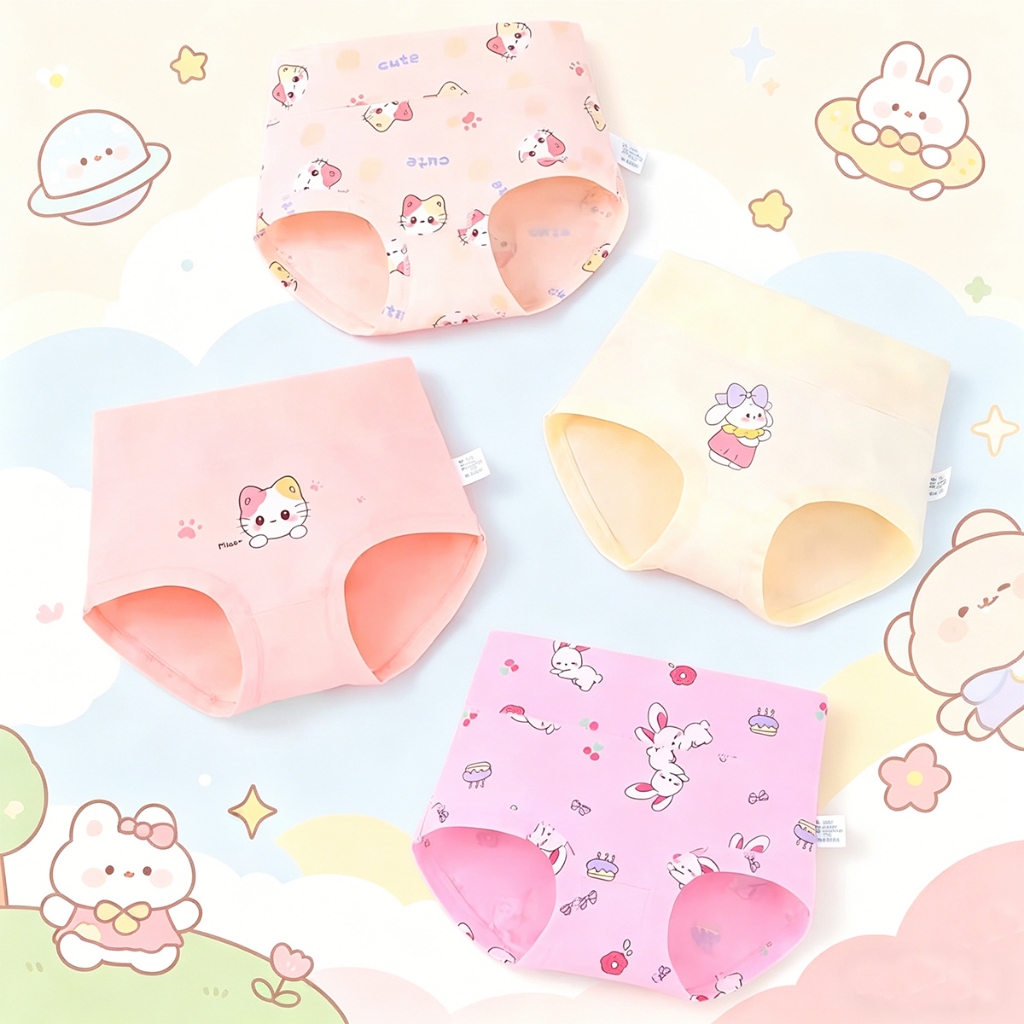 #4008 Celana Dalam Anak Perempuan usia 1-13 Tahun / CD Anak Cewe Import Model Karet Pinggang Tinggi 