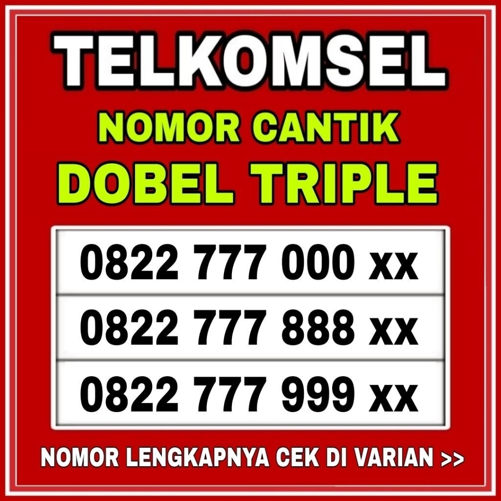 Nomor cantik simpati dobel triple kartu perdana Telkomsel nomor pilihan