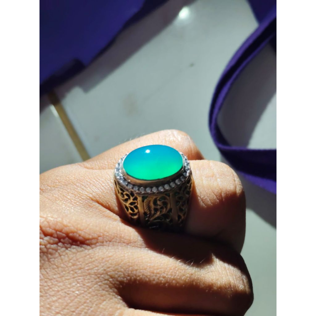 Natural Cincin Akik Bacan Doko Mejiko Ring Perak