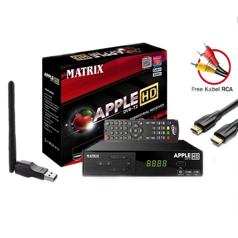 Set Top Box Matrix Apple Merah Digital Antena UHF DVB T2 TV HD