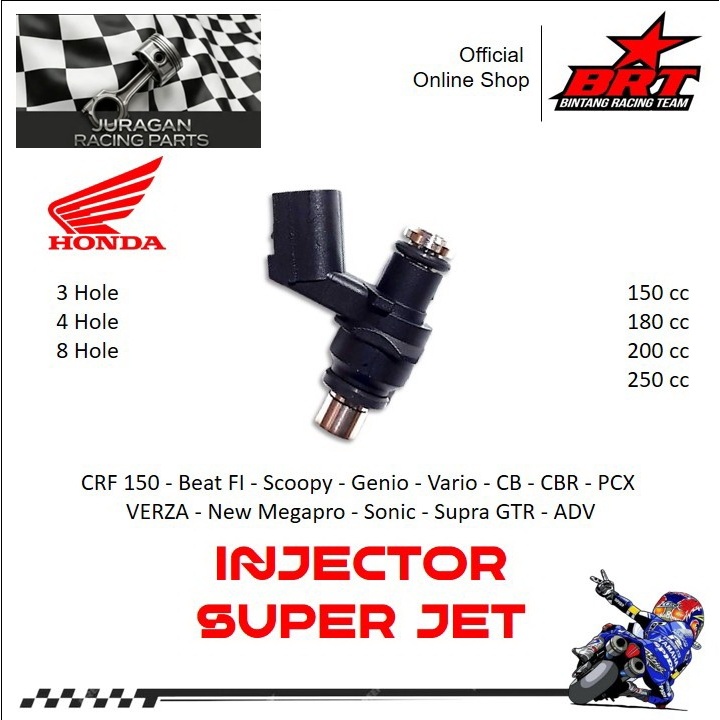 BRT Injector Injektor HONDA 150 180 200 250cc CRF Beat Scoopy Genio Vario CBR PCX Verza Sonic Supra