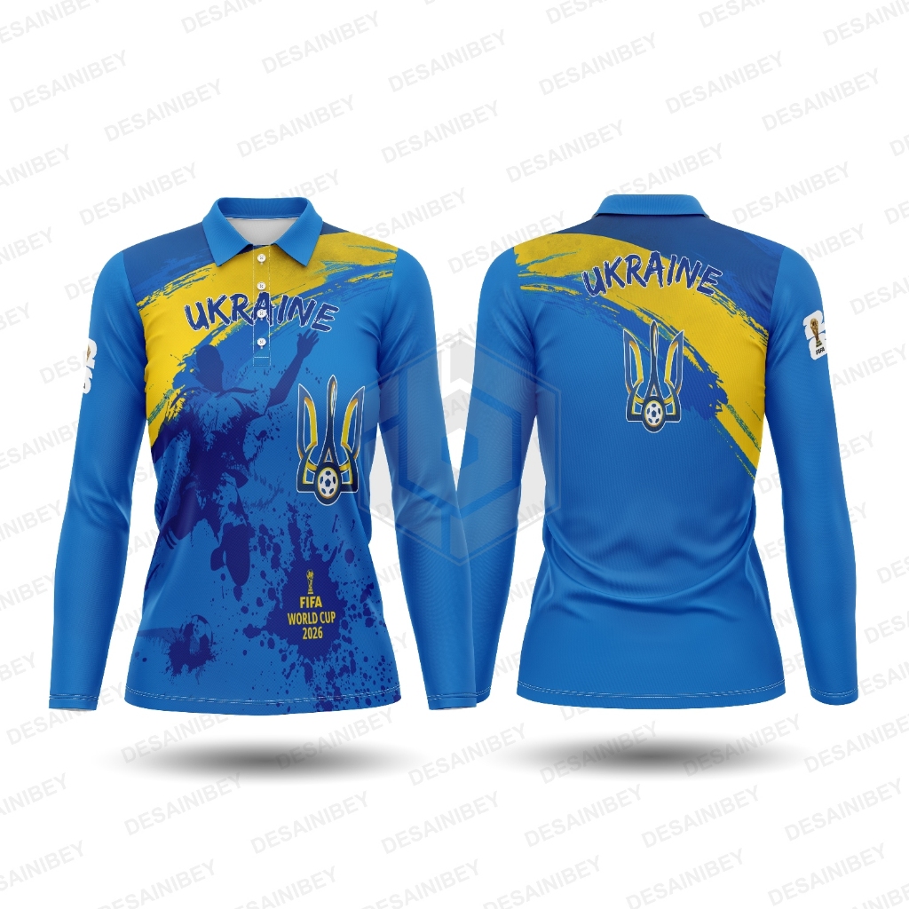 Baju Jersey Wanita Piala Dunia 2026 Ukraina / Kaos Ukraina Printing Art01