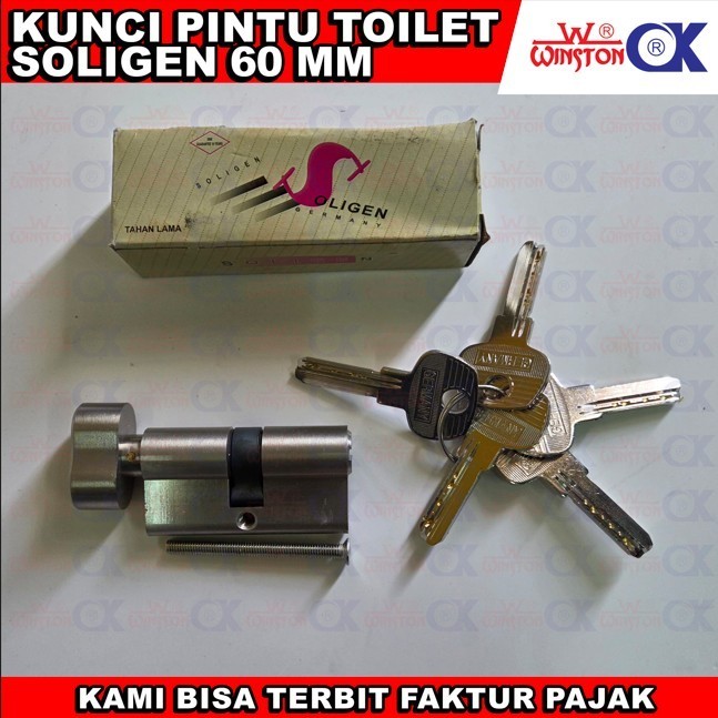KUNCI SILINDER SOLIGEN TERMURAH UNTUK WC SN 60 GERMANY / KUNCI PINTU SOLIGEN 60 MM