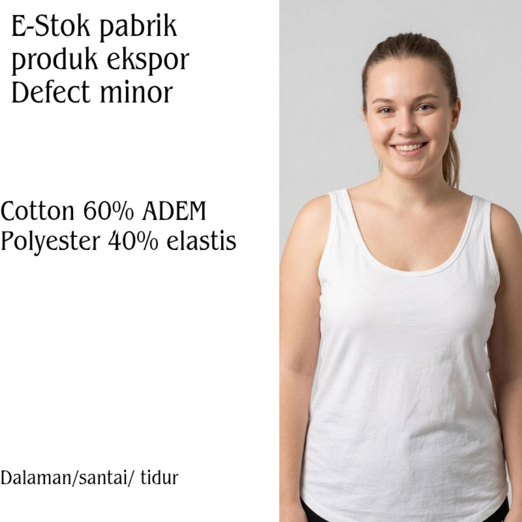 BRANDED OL- NA-Y Wanita Tank Top Kaos Oblong  TAG LABEL OVERSIZE JUMBO- Putih TD175