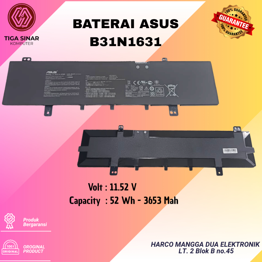 Baterai Asus X505 X505Z X505BA X505BP F505 F505ZA VivoBook 15 B31N1631