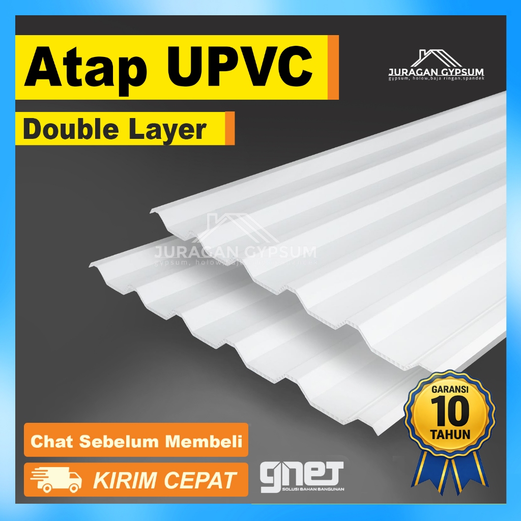 Atap UPVC Double Layer | Atap UPVC Alderon merek Gnet doble layer 4m 5m 6m