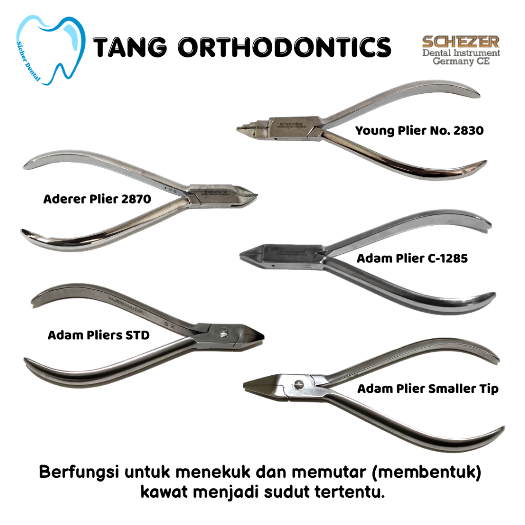 Tang Ortho Adams/Adam/Universal/Borobudur/Tiga Jari Aderer/Adam Tang Pipih Klamer Orthodontic Pliers