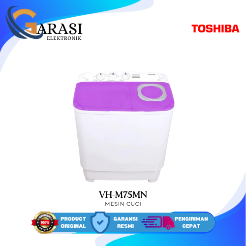 TOSHIBA VH 75MN MESIN CUCI 6,5KG 2 TABUNG LOW WATT Warna Ungu Violet Garansi Resmi