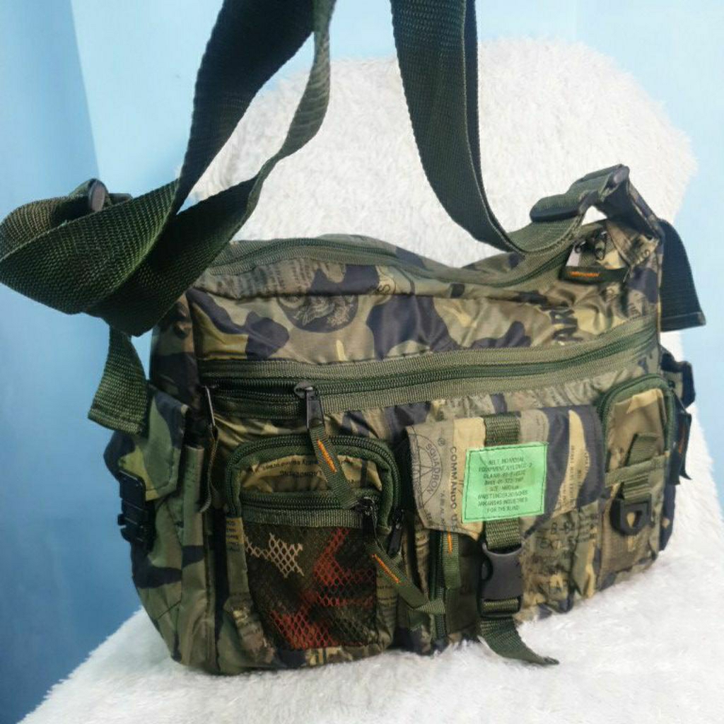 Tas Sling Bag Army Tactical Nylon Anti Air Banyak Kantong Multifungsi