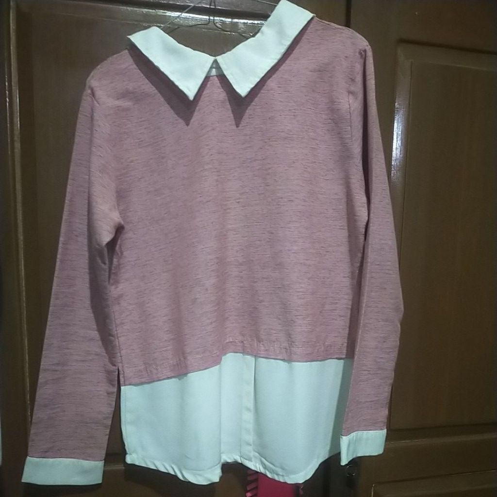 baju atasan wanita warna pink putih