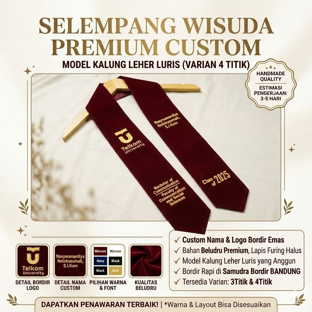 [ PRIORITAS PROSES CEPAT ] Selempang Wisuda  Kalung  Beludru Premium / Selempang Wisuda Stanford / S