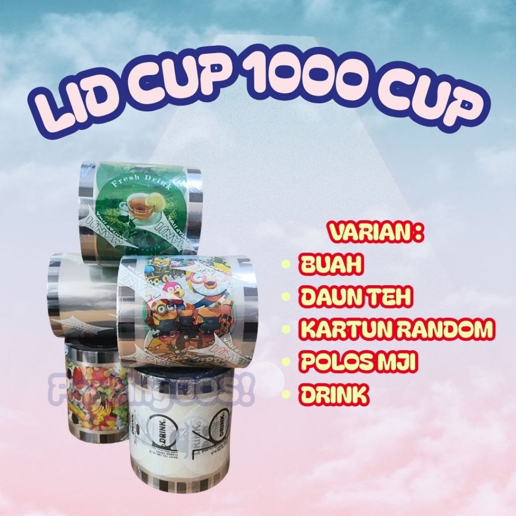 Lid Cup Sealer Plastik Press Cup Motif Buah Polos Kartun Jus Buah Isi 1000pcs