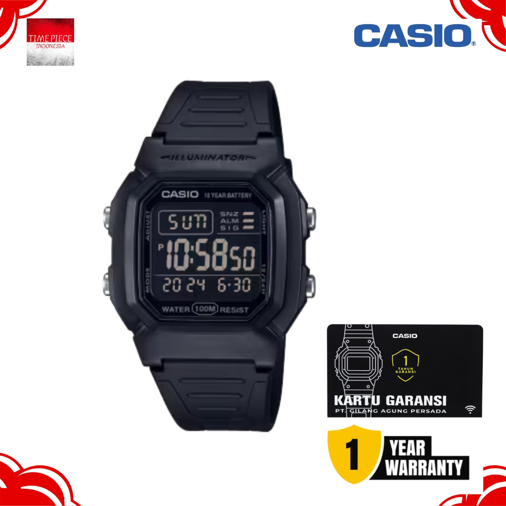 CASIO PRIA DIGITAL W-800H-1BVDF / CASIO W800H-1B ORIGINAL & GARANSI