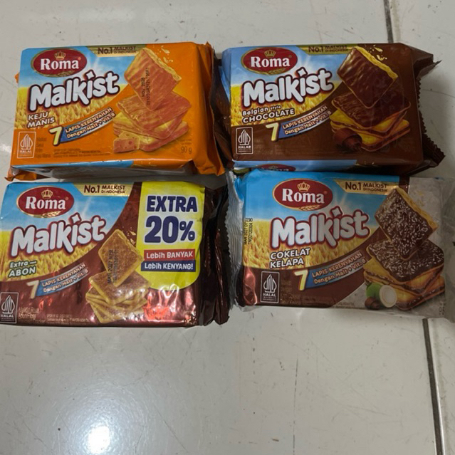 Biskuit roma malkist coklat, keju, abon dan coklat kelapa