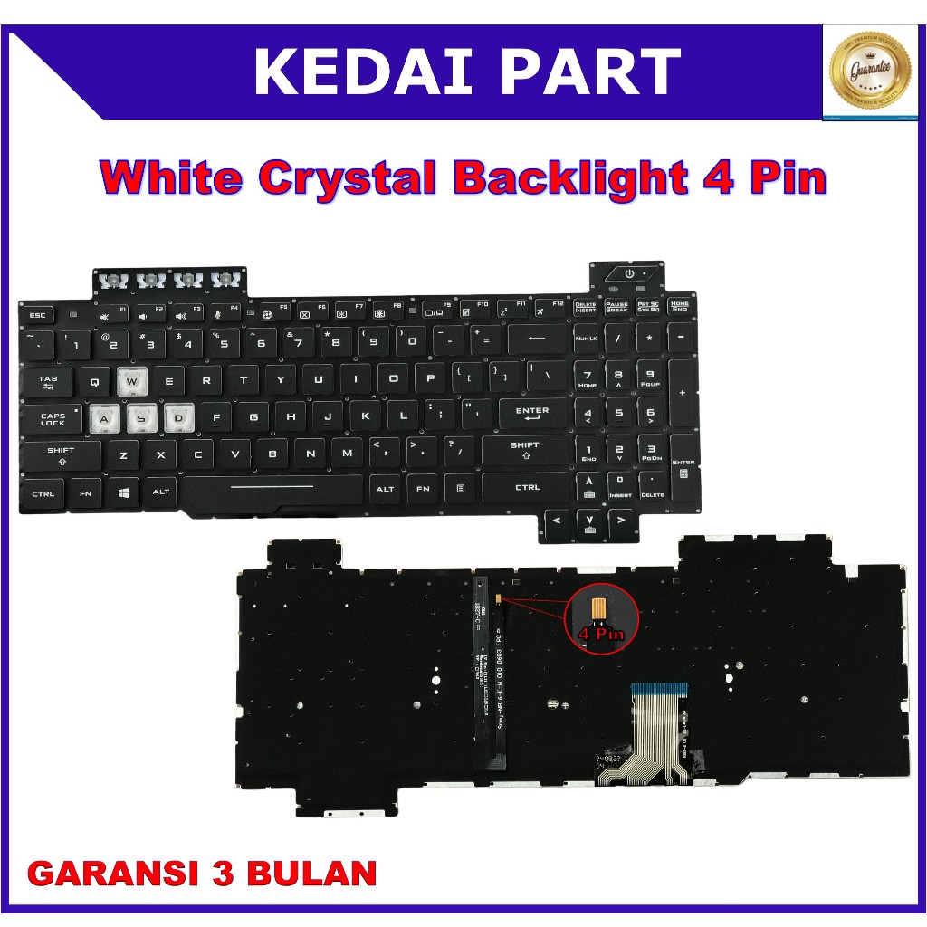 Keyboard Asus TUF FX504 FX705 FX705GM FX705DD FX705DY FX705DU White Font