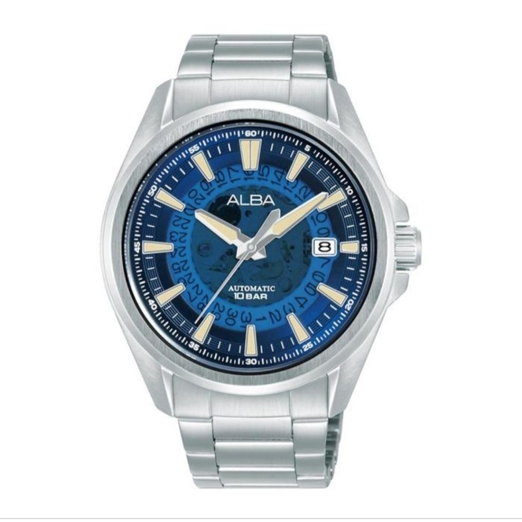 Jam Tangan Alba Pria AU4029X1 Automatic Blue Dial WR100M  Japan Brand