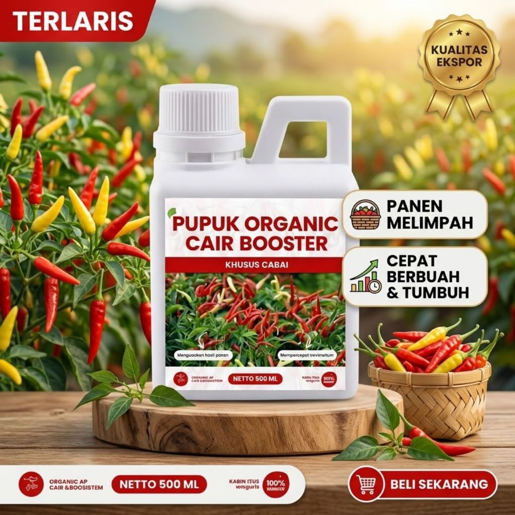 Pupuk Cabe Organik Cair 500mll, Kalsium Aktif - Pupuk Buah Lebat, Pupuk Cabe Masa Pertumbuhan, Pupuk