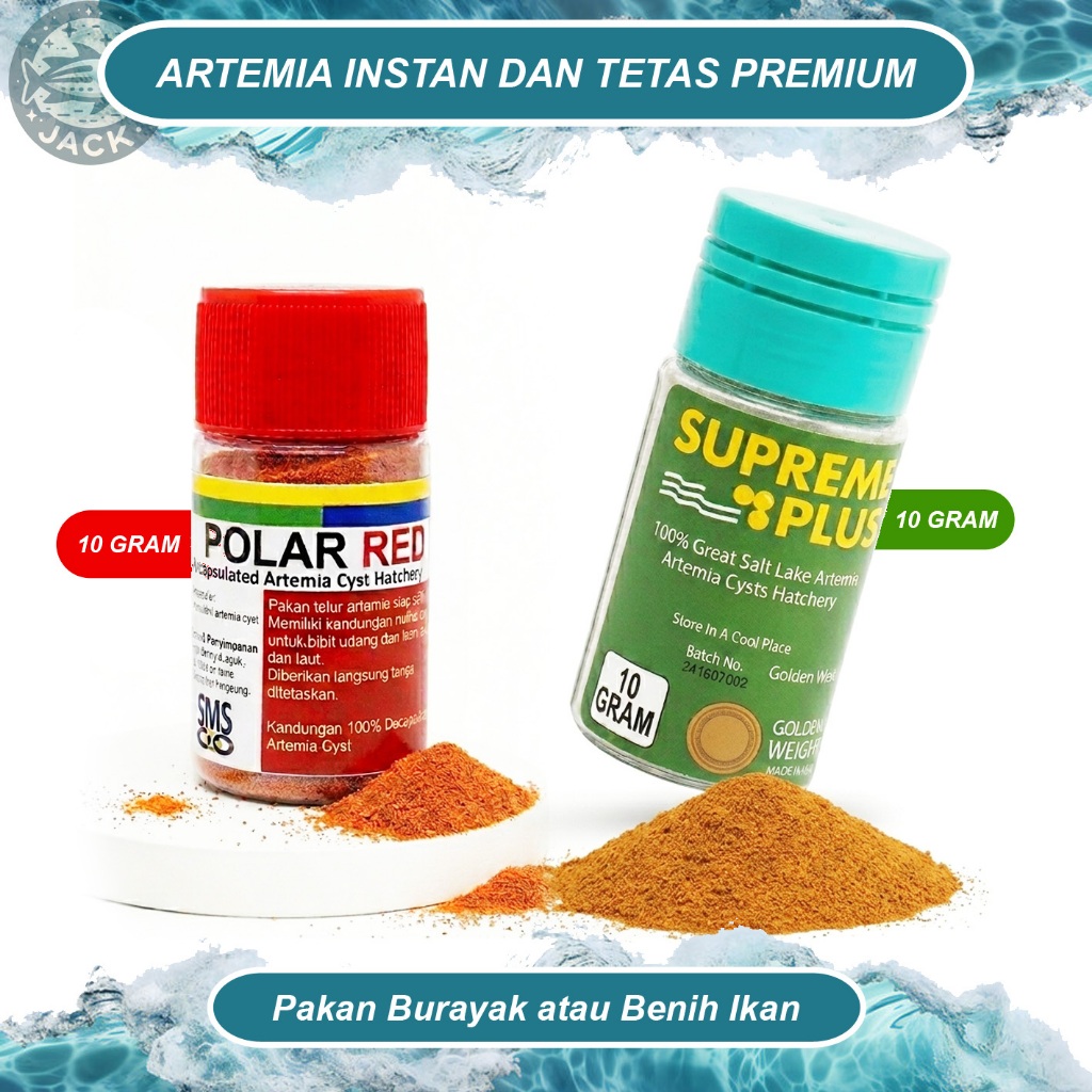 Artemia Polared Polar Red Artemia Instant Shell dan Artemia Tetas Supreme Plus Pakan Burayak