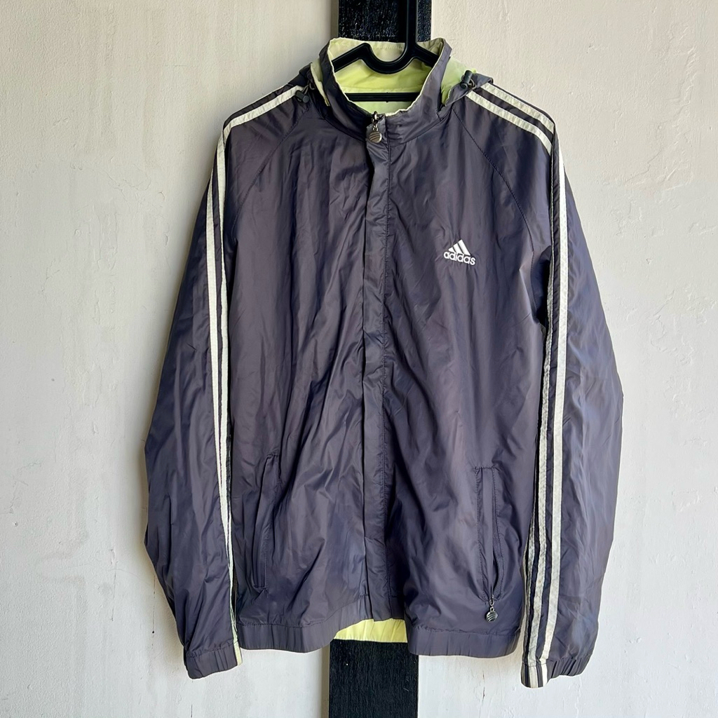 Jaket Windbreaker Adidas Woman Tracktop - Jaket lari bolak-balik - Navy Yellow Original XXL