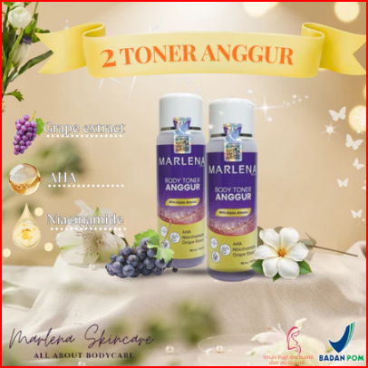 2 TONER BADAN ANGGUR ALPHA ARBUTIN FREE KAPAS SUDAH BPOM