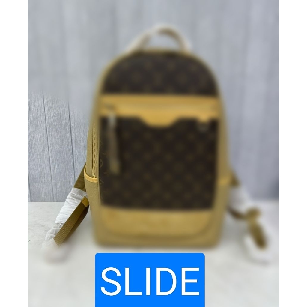 RANSEL BAGPACK BRANDED PRIA L'65005 BROWN MON LEATHER MIROR VIP