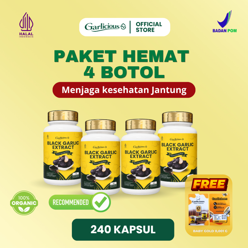 Garlicious Black Garlic Extract 4 botol, 240 kapsul (4 x 60 kapsul)