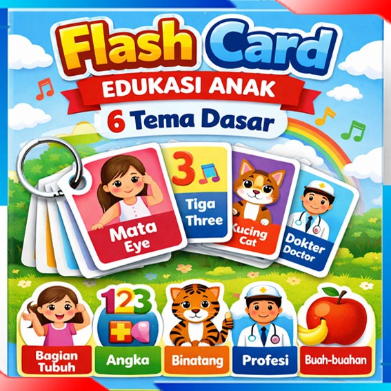 Flash Card Huruf Alphabet Nama Binatang, Kendaraan, Buah, Profesi, Angla | Mainan Edukasi Anak Flash